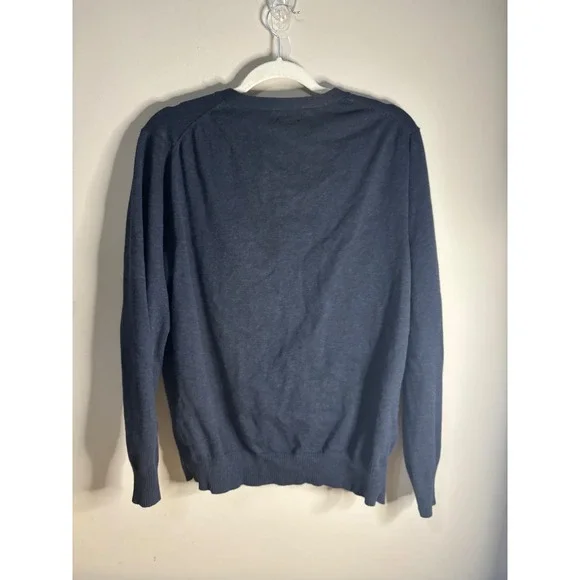 Nick Danger Mens Navy Blue Cotton V-Neck Cardigan Sweater Cargo Pockets Large - Picture 4 of 6